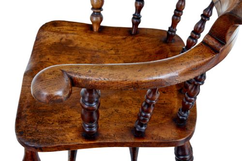 MID 19TH CENTURY ELM CAPTAINS ARMCHAIR - ADDITIONAL PHOTO 8