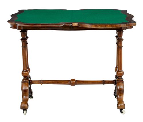 19TH CENTURY VICTORIAN INLAID WALNUT CARD TABLE - ADDITIONAL PHOTO 5