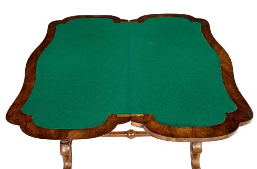 19TH CENTURY VICTORIAN INLAID WALNUT CARD TABLE - ADDITIONAL PHOTO 6