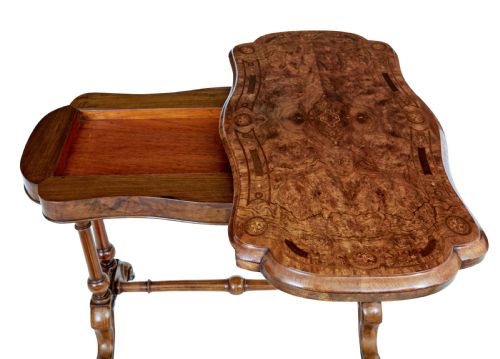 19TH CENTURY VICTORIAN INLAID WALNUT CARD TABLE - ADDITIONAL PHOTO 7