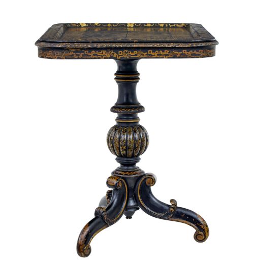 19TH CENTURY LACQUERED HAND PAINTED TRAY TABLE - ADDITIONAL PHOTO 2