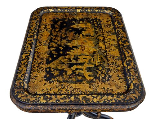19TH CENTURY LACQUERED HAND PAINTED TRAY TABLE - ADDITIONAL PHOTO 3