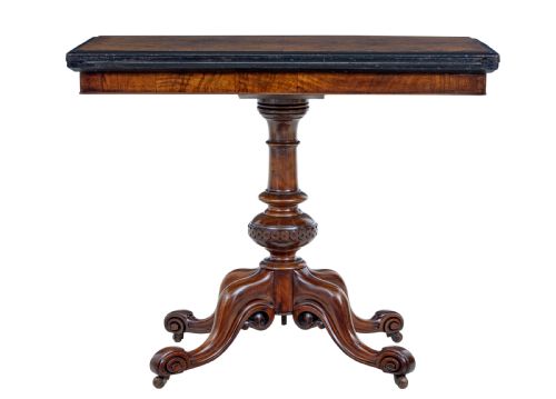 19TH CENTURY CARVED WALNUT AND EBONISED CARD TABLE - ADDITIONAL PHOTO 1