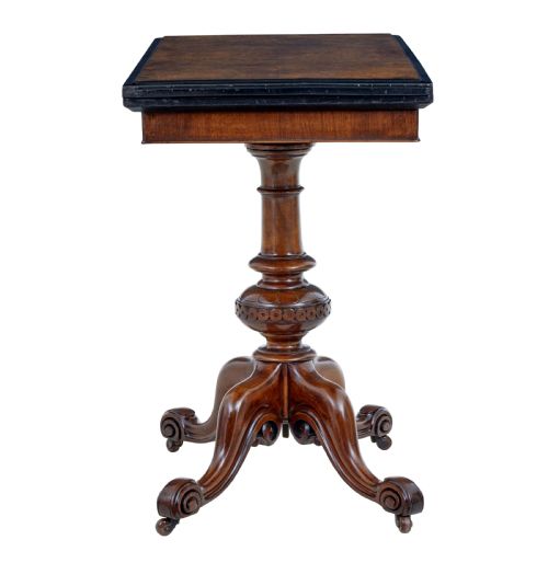 19TH CENTURY CARVED WALNUT AND EBONISED CARD TABLE - ADDITIONAL PHOTO 2