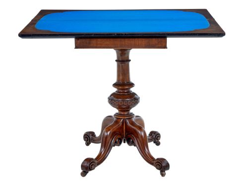 19TH CENTURY CARVED WALNUT AND EBONISED CARD TABLE - ADDITIONAL PHOTO 3