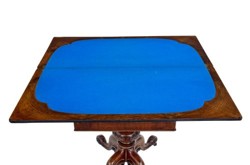 19TH CENTURY CARVED WALNUT AND EBONISED CARD TABLE - ADDITIONAL PHOTO 4