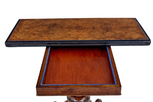 19TH CENTURY CARVED WALNUT AND EBONISED CARD TABLE - ADDITIONAL PHOTO 5
