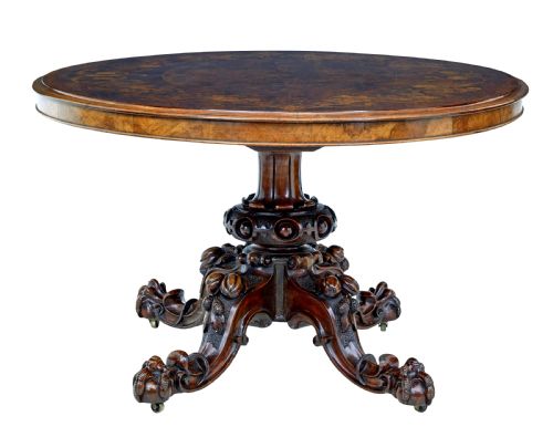 19TH CENTURY INLAID WALNUT TILT TOP TABLE - ADDITIONAL PHOTO 1
