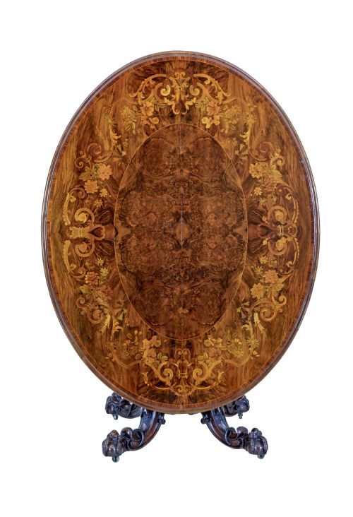19TH CENTURY INLAID WALNUT TILT TOP TABLE - ADDITIONAL PHOTO 2