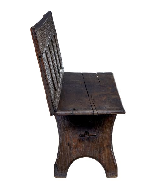 19TH CENTURY VICTORIAN CARVED OAK BENCH - ADDITIONAL PHOTO 2