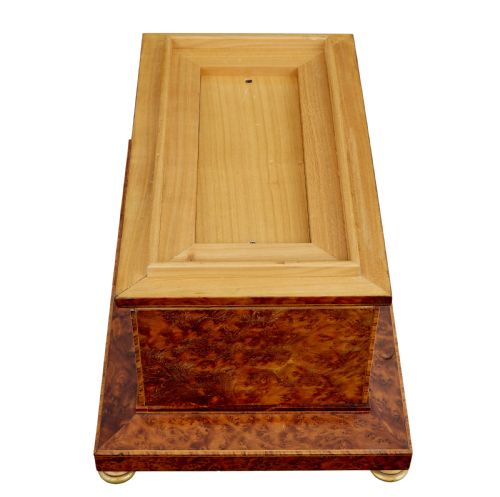 EARLY 20TH CENTURY BURR YEW DESKTOP BOX WITH CLOCK - ADDITIONAL PHOTO 6