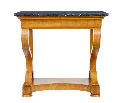 MID 19TH CENTURY SWEDISH ELM MARBLE TOP CONSOLE TABLE - ADDITIONAL PHOTO 1