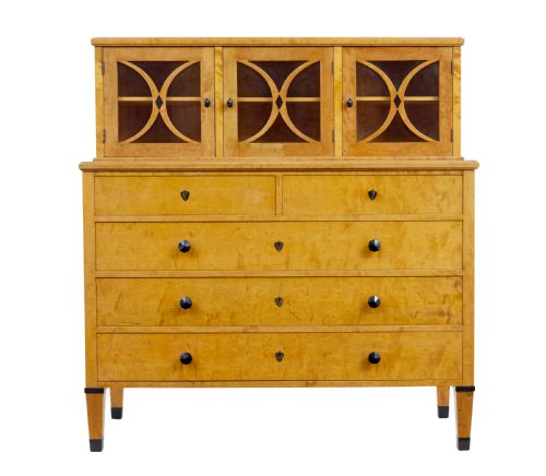 LATE 19TH CENTURY SWEDISH BIRCH ART NOUVEAU CABINET ON CHEST - ADDITIONAL PHOTO 1