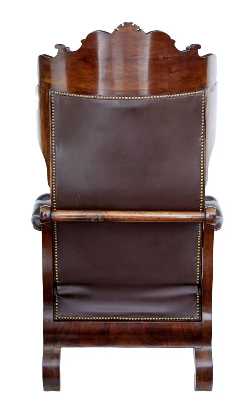 FINE QUALITY MID 19TH CENTURY FRENCH MAHOGANY AND LEATHER RECLINING CHAIR - ADDITIONAL PHOTO 2
