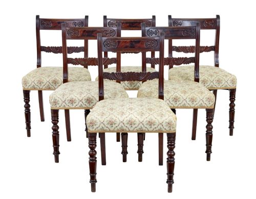 SET OF 6 19TH CENTURY REGENCY MAHOGANY DINING CHAIRS