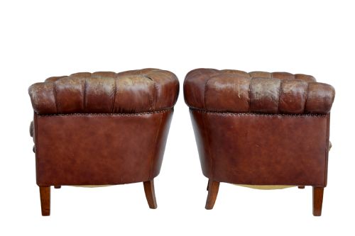 PAIR OF EARLY 20TH CENTURY LEATHER LOUNGE ARMCHAIRS - ADDITIONAL PHOTO 1