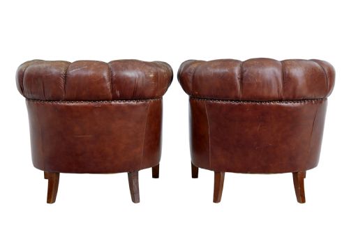 PAIR OF EARLY 20TH CENTURY LEATHER LOUNGE ARMCHAIRS - ADDITIONAL PHOTO 2