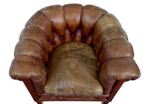 PAIR OF EARLY 20TH CENTURY LEATHER LOUNGE ARMCHAIRS - ADDITIONAL PHOTO 4