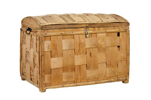 LATE 19TH CENTURY SCANDINAVIAN WOVEN PINE DOME TOP TRUNK - ADDITIONAL PHOTO 1
