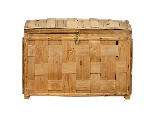 LATE 19TH CENTURY SCANDINAVIAN WOVEN PINE DOME TOP TRUNK - ADDITIONAL PHOTO 2