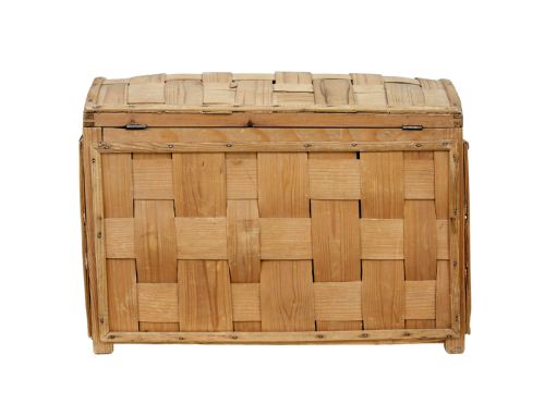 LATE 19TH CENTURY SCANDINAVIAN WOVEN PINE DOME TOP TRUNK - ADDITIONAL PHOTO 4