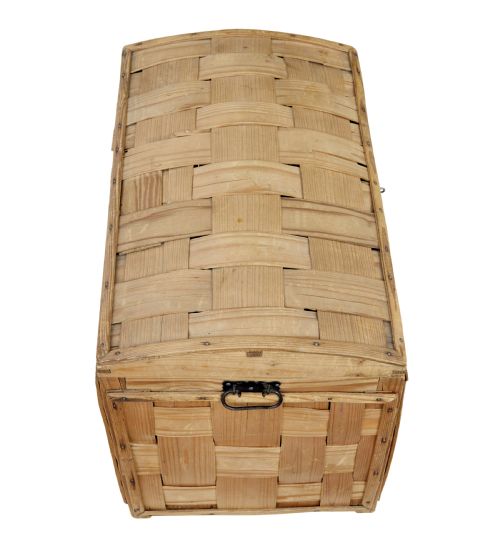 LATE 19TH CENTURY SCANDINAVIAN WOVEN PINE DOME TOP TRUNK - ADDITIONAL PHOTO 6