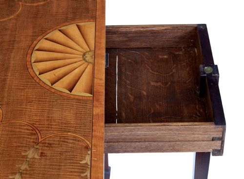 19TH CENTURY SHERATON REVIVAL INLAID MAHOGANY CARD TABLE - ADDITIONAL PHOTO 3