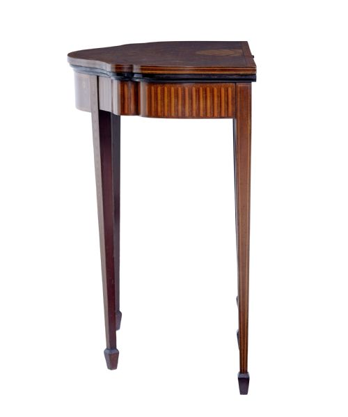 19TH CENTURY SHERATON REVIVAL INLAID MAHOGANY CARD TABLE - ADDITIONAL PHOTO 6