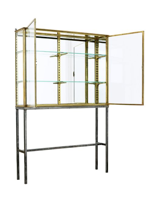 FRENCH 1920S BRASS GLAZED SHOP DISPLAY CABINET BY SIEGEL - ADDITIONAL PHOTO 1