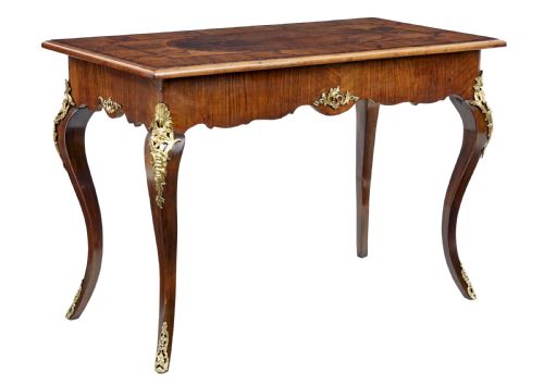 19TH CENTURY ROCOCO REVIVAL WALNUT AND ORMOLU SIDE TABLE