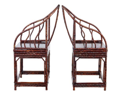 PAIR OF 19TH CENTURY BAMBOO CANEWORK CHINESE CHAIRS - ADDITIONAL PHOTO 5