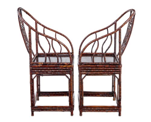 PAIR OF 19TH CENTURY BAMBOO CANEWORK CHINESE CHAIRS - ADDITIONAL PHOTO 6
