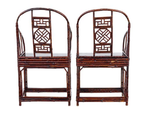 PAIR OF 19TH CENTURY BAMBOO CANEWORK CHINESE CHAIRS - ADDITIONAL PHOTO 7