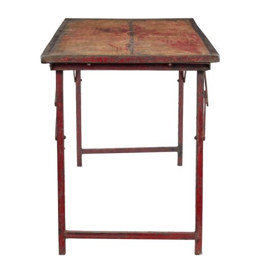 FRENCH 1920S PAINTED FOLDING METALWORK TABLE - ADDITIONAL PHOTO 4