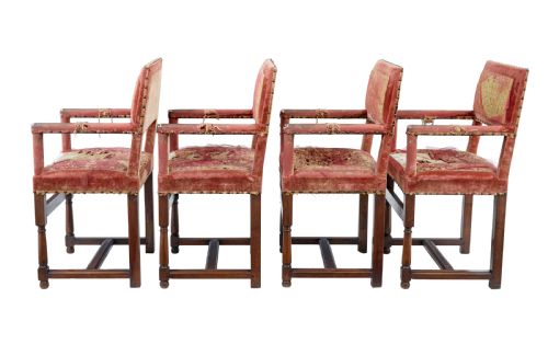 SET OF 4 19TH CENTURY WALNUT CORONATION ARMCHAIRS - ADDITIONAL PHOTO 1