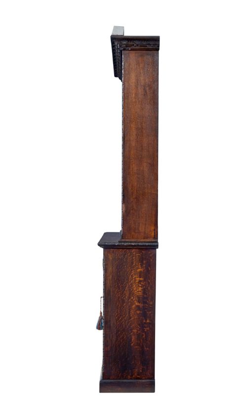 19TH CENTURY INLAID OAK ARCHITECTURAL CABINET BOOKCASE - ADDITIONAL PHOTO 2