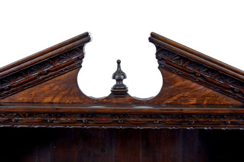 19TH CENTURY INLAID OAK ARCHITECTURAL CABINET BOOKCASE - ADDITIONAL PHOTO 7