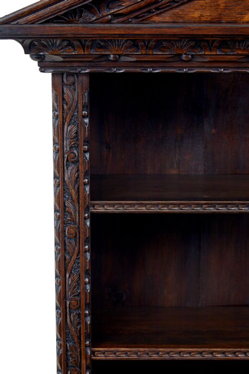 19TH CENTURY INLAID OAK ARCHITECTURAL CABINET BOOKCASE - ADDITIONAL PHOTO 8