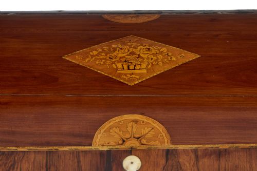 MID 19TH CENTURY PROFUSELY INLAID CONTINENTAL WALNUT DOME COFFER - ADDITIONAL PHOTO 7