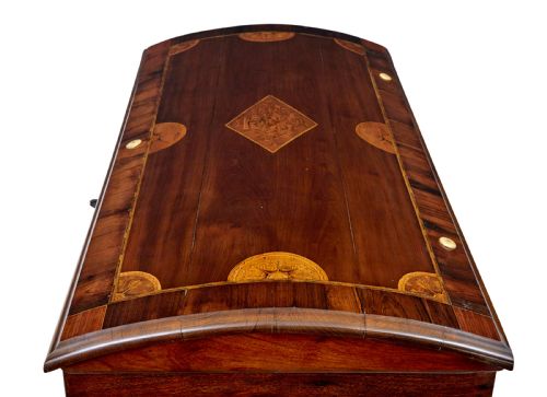 MID 19TH CENTURY PROFUSELY INLAID CONTINENTAL WALNUT DOME COFFER - ADDITIONAL PHOTO 8