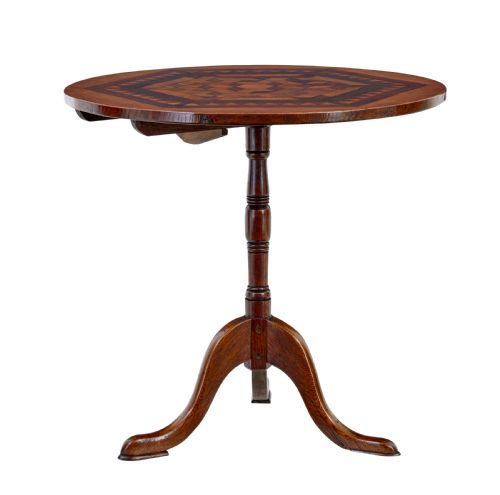 19TH CENTURY INLAID OAK ROUND OCCASIONAL TABLE - ADDITIONAL PHOTO 1