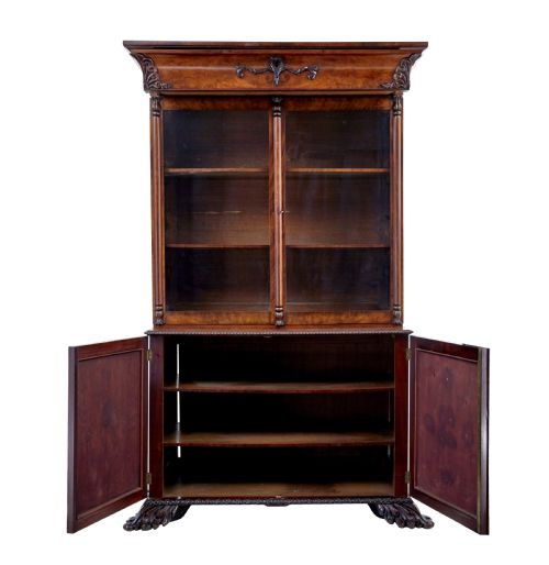 MID 19TH CENTURY CARVED MAHOGANY DANISH BOOKCASE - ADDITIONAL PHOTO 4