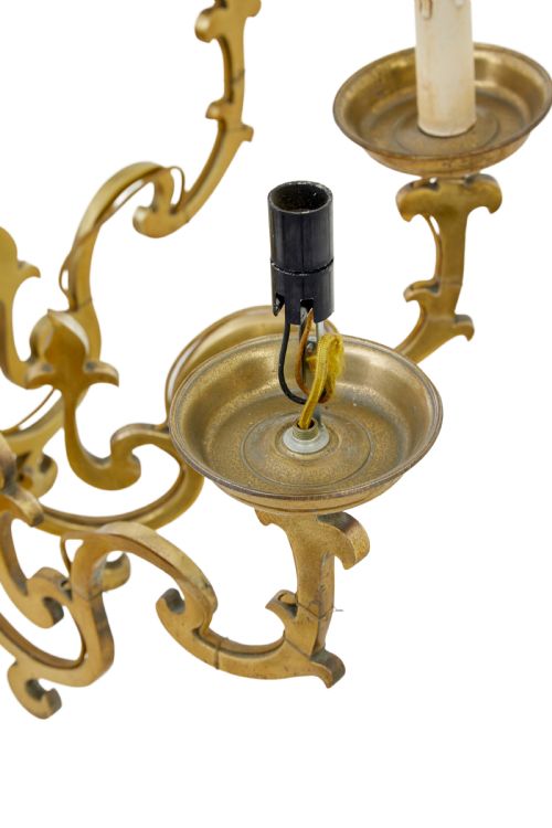 LARGE EARLY 20TH CENTURY 8 ARM BRASS CHANDELIER - ADDITIONAL PHOTO 5