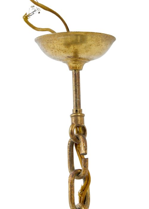 LARGE EARLY 20TH CENTURY 8 ARM BRASS CHANDELIER - ADDITIONAL PHOTO 6
