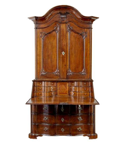 18TH CENTURY NORWEGIAN CARVED OAK BUREAU BOOKCASE - ADDITIONAL PHOTO 1