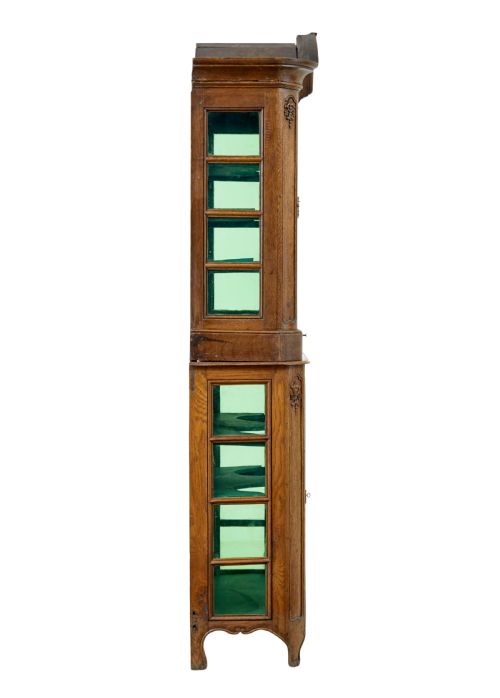 MID 19TH CENTURY GLAZED CARVED OAK LIGE CABINET - ADDITIONAL PHOTO 5