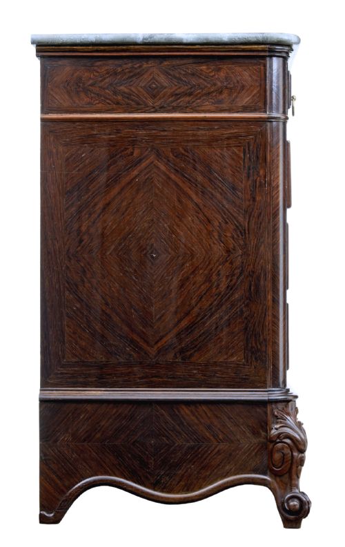 19TH CENTURY FRENCH PALISANDER CHEST OF DRAWERS WITH FAUX MARBLE TOP - ADDITIONAL PHOTO 5