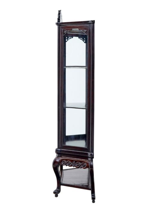 19TH CENTURY CHINESE CARVED HARDWOOD GLAZED DISPLAY CABINET - ADDITIONAL PHOTO 2