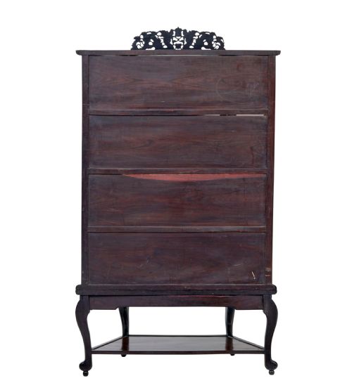 19TH CENTURY CHINESE CARVED HARDWOOD GLAZED DISPLAY CABINET - ADDITIONAL PHOTO 3