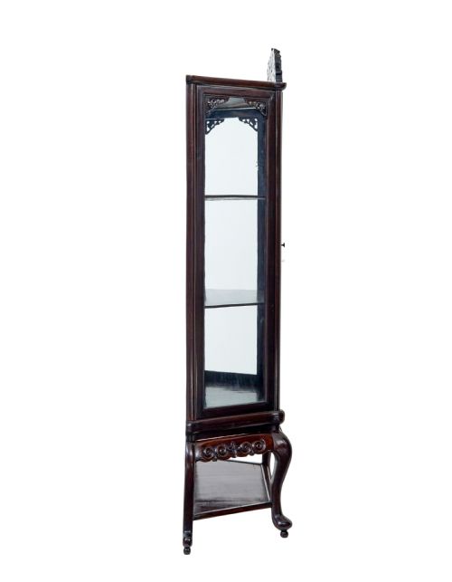 19TH CENTURY CHINESE CARVED HARDWOOD GLAZED DISPLAY CABINET - ADDITIONAL PHOTO 4